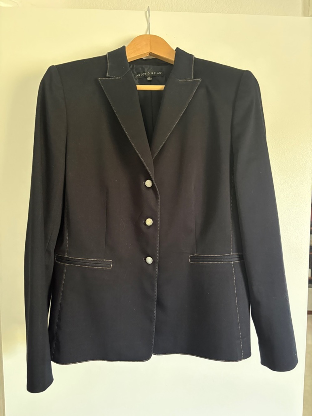 ANTONIO MELANI Black Women's Contrast-Stitch Blazer